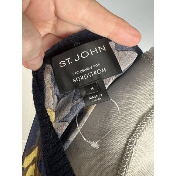 NWOT ST. JOHN For Nordstrom Cashmere Front Silk Back Sweater Size M Oversize Fit - Picture 8 of 9